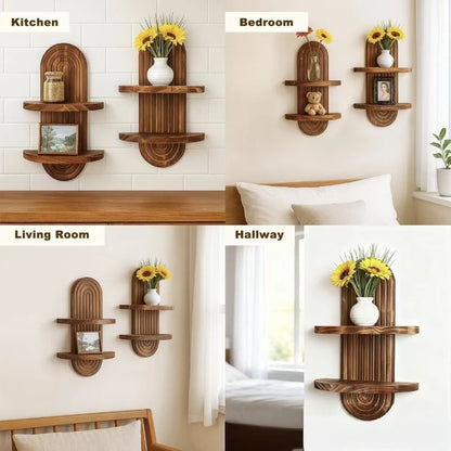 Boho-Wandregal aus Holz