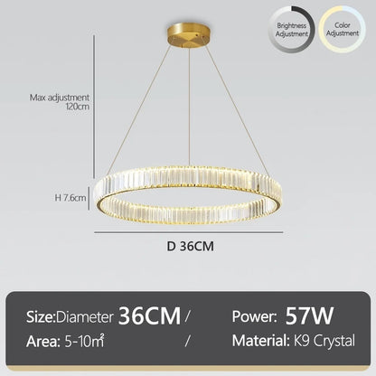 Crystal Chandelier Double Rings 55cm - Pendant Light