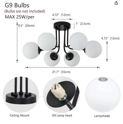 Nordic Glass Ball Ceiling Light - Modern Wrought Iron Flush Mount for Bedroom & Hallway