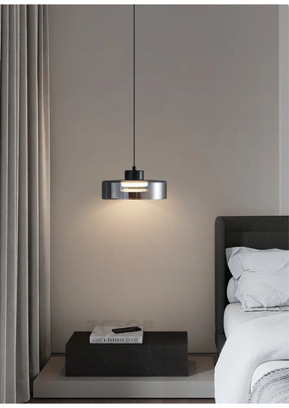 Minimalistische glazen led-hanglamp zwart