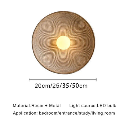 Luna Round Wall Sconce - Wabi-Sabi Resin Lamp