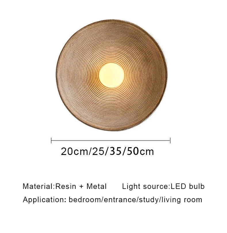 Luna Round Wall Sconce - Wabi-Sabi Resin Lamp