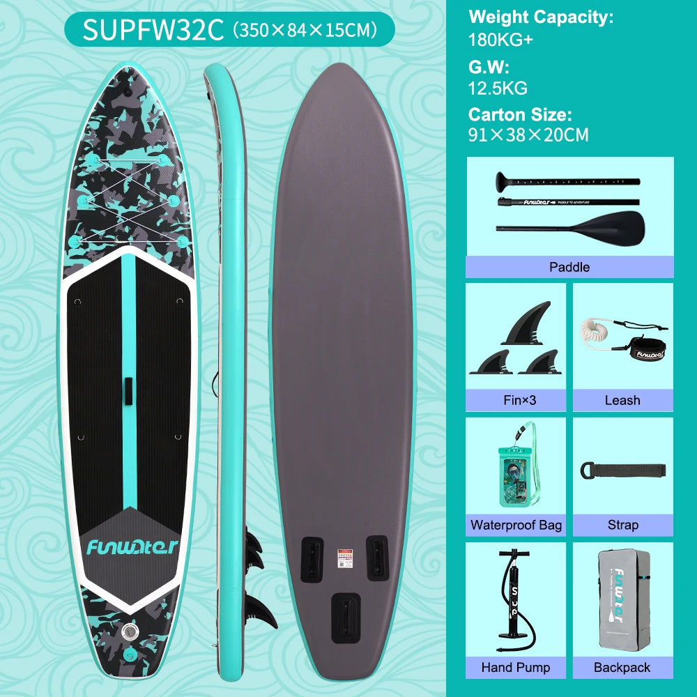 Inflatable SUP board with premium accessories and carrying strap
