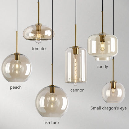Nordic Loft Glass Stone Pendant Light - Industrial Design