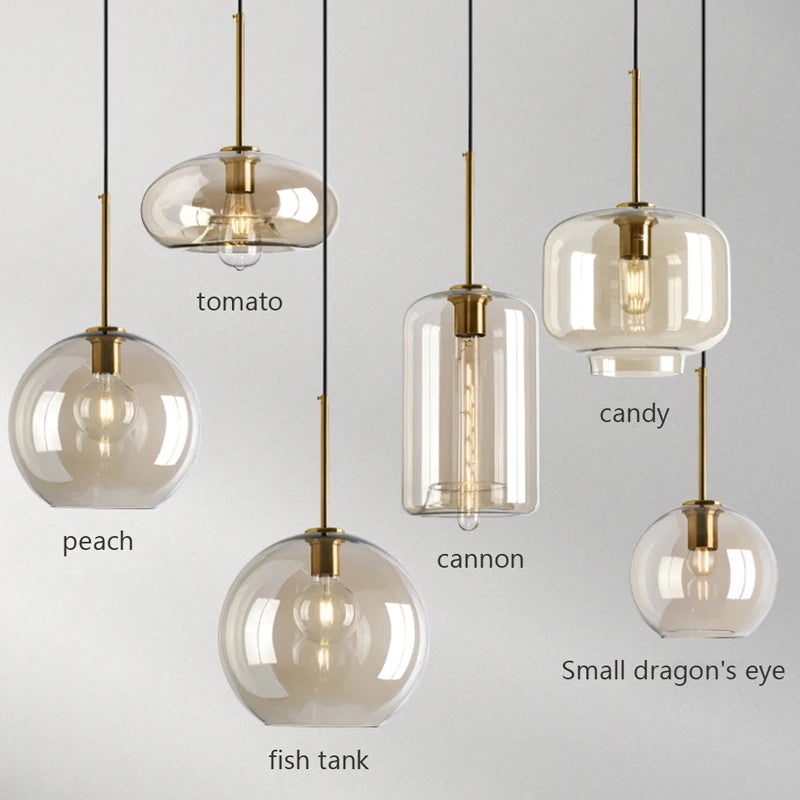 Nordic Loft Glass Stone Pendant Light - Industrial Design