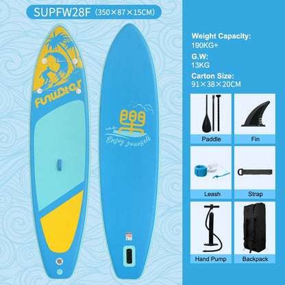 Inflatable SUP board with premium accessories and carrying strap
