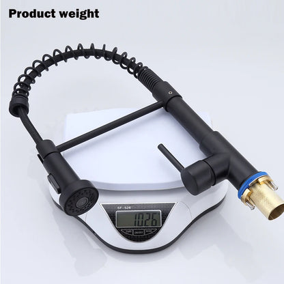 Stainless Steel Kitchen Faucet – Pull-Down Spring Spout with 360° Rotation | Matte Black