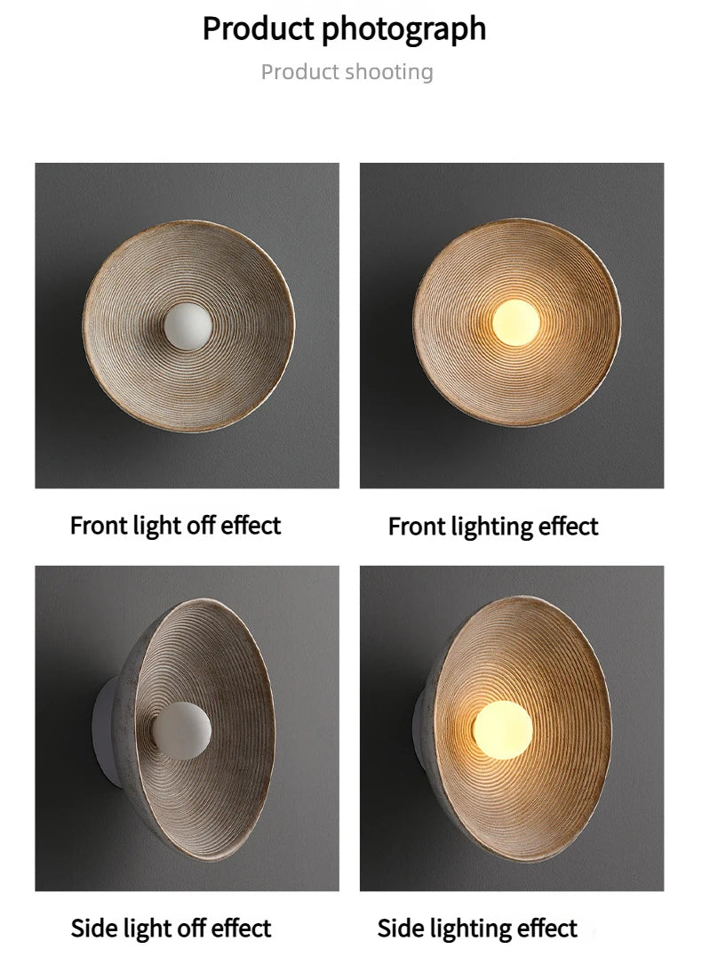 Luna Round Wall Sconce - Wabi-Sabi Resin Lamp