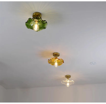 Flower Glass Pendant Lamp - Copper Ceiling Chandelier