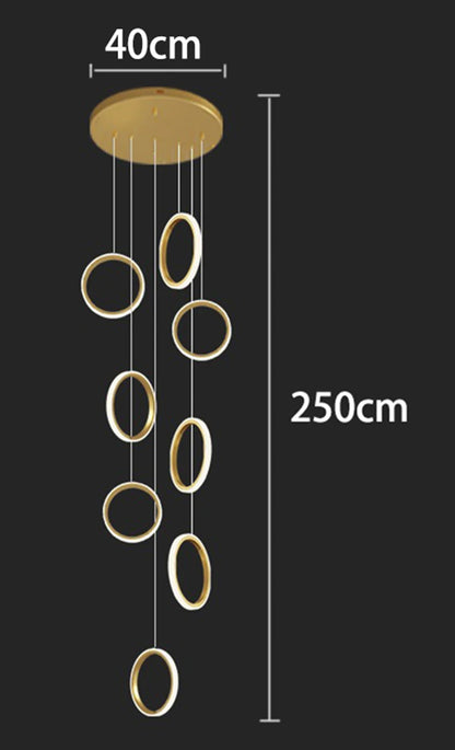 Stairwell Chandelier Crystal Ring - Modern for Staircase & High Ceilings