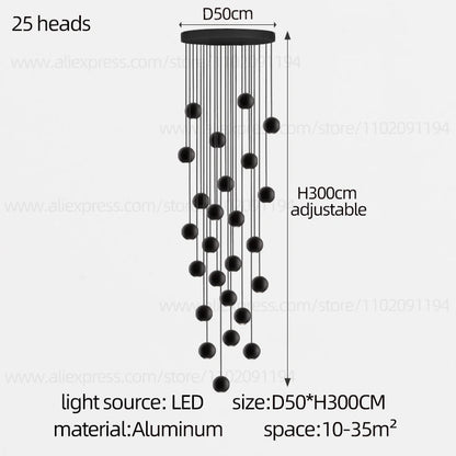 Moderner runder LED-Pendelleuchter – Treppenhausleuchte mit mehreren Leuchten