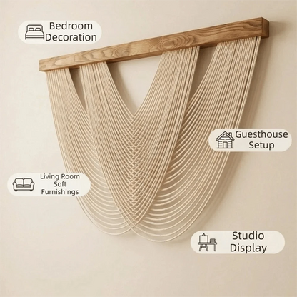 Handgewebte Makramee-Wanddekoration – Nordischer Stil, 100 × 60 cm