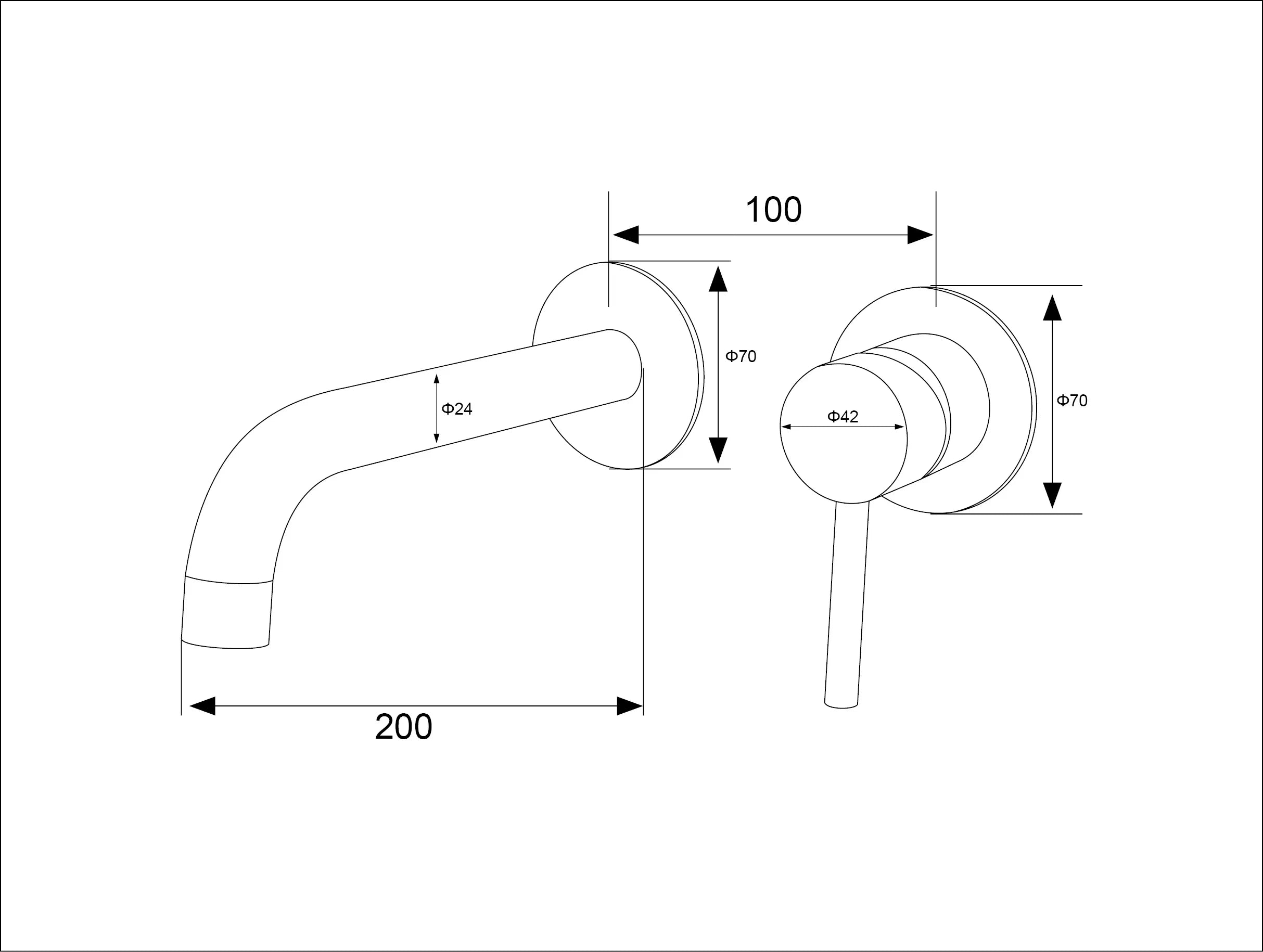 Stainless Steel Bathroom Faucet - Wall Mount Mixer Tap with Hot & Cold Water