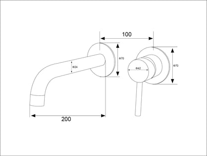 Stainless Steel Bathroom Faucet - Wall Mount Mixer Tap with Hot & Cold Water