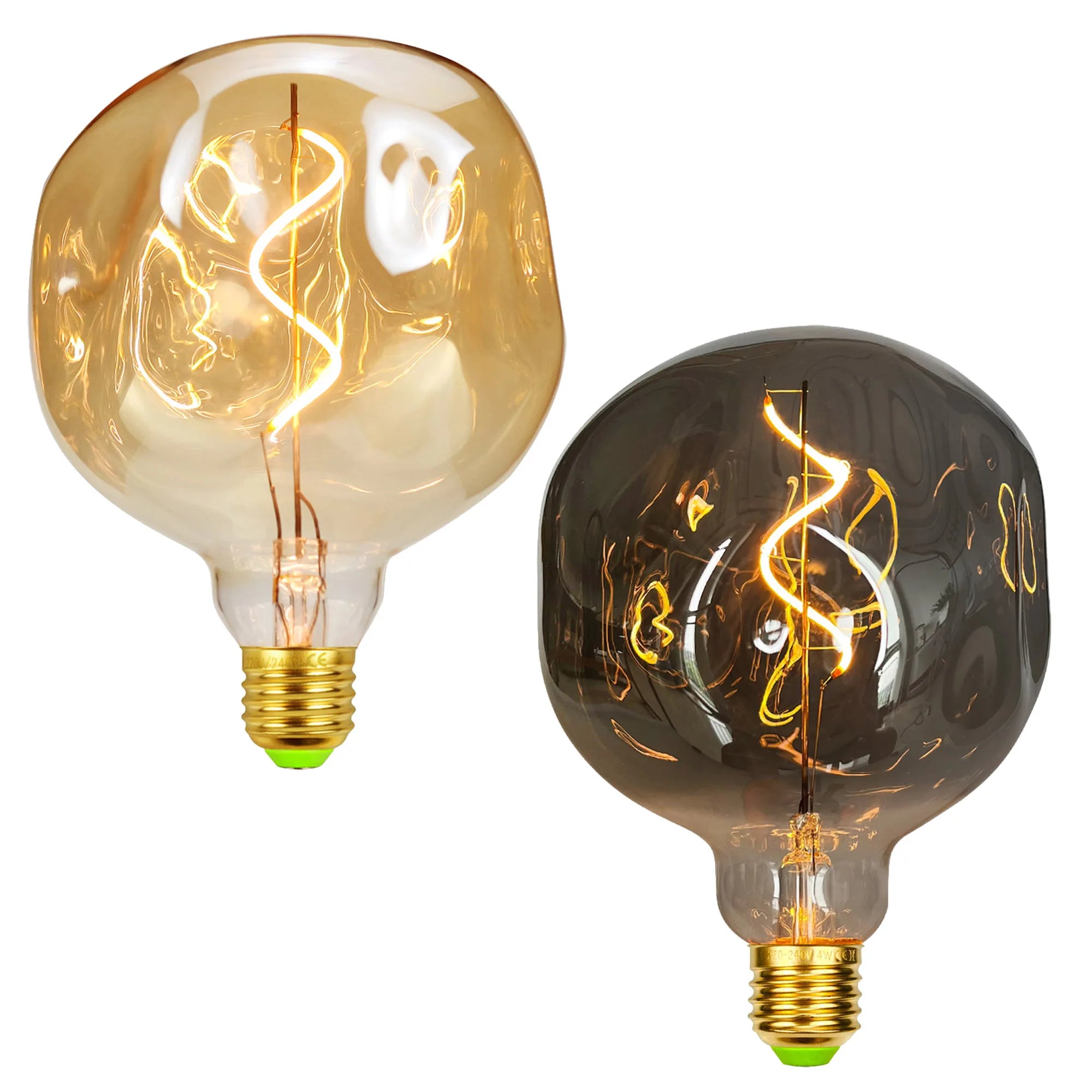 G125 LED Edison Birne E27 Dimmbar 4W Vintage Dekorative Glühbirne Große Stein Diamantform Rauchgraues Glas Warmweiß 220V Retro Filamentbirne