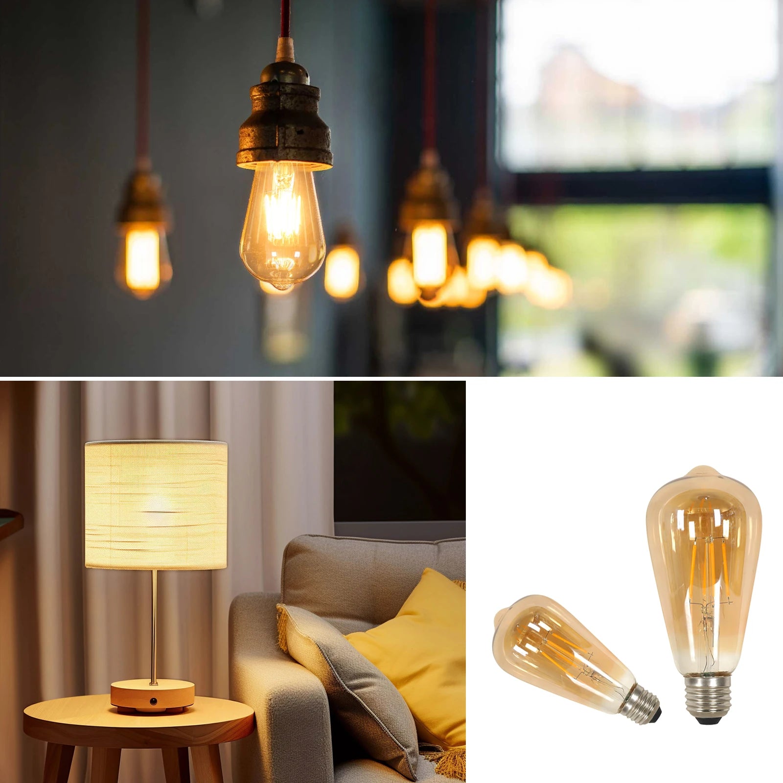 E27 LED Edison Glühbirne 4W Vintage Retro Filamentlampe ST64 Amber Glas Warmweiß 3000K 430LM Energiesparend Antik Schraubsockel Dekorative Glühbirne