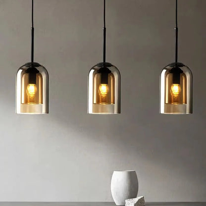 Moderne Pendelleuchte – Glas & Eisen, 1 oder 3 Köpfe, dimmbar