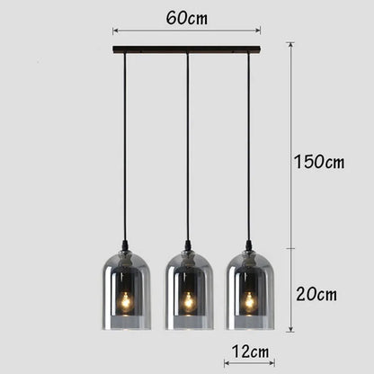 Moderne Pendelleuchte – Glas & Eisen, 1 oder 3 Köpfe, dimmbar