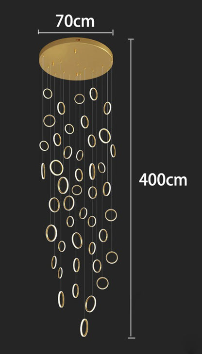 Stairwell Chandelier Crystal Ring - Modern for Staircase & High Ceilings