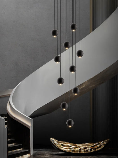 Moderner runder LED-Pendelleuchter – Treppenhausleuchte mit mehreren Leuchten