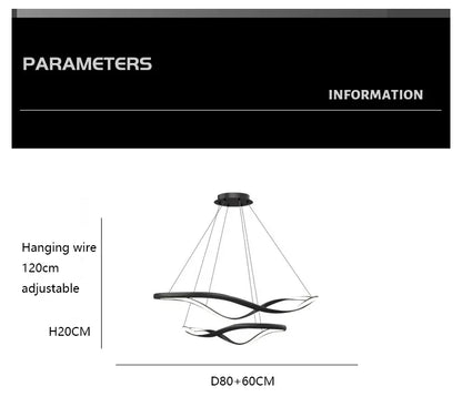 Modern Wavy Ring LED Pendant Light - Circular Designer Chandelier