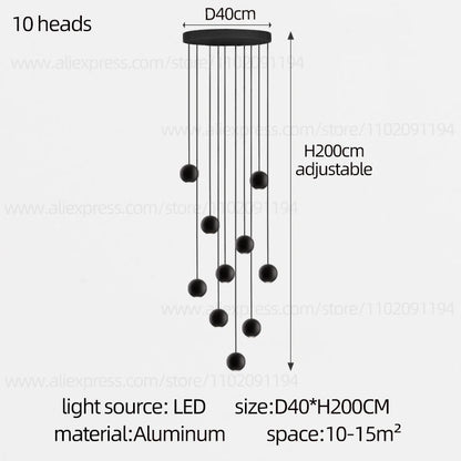 Moderner runder LED-Pendelleuchter – Treppenhausleuchte mit mehreren Leuchten