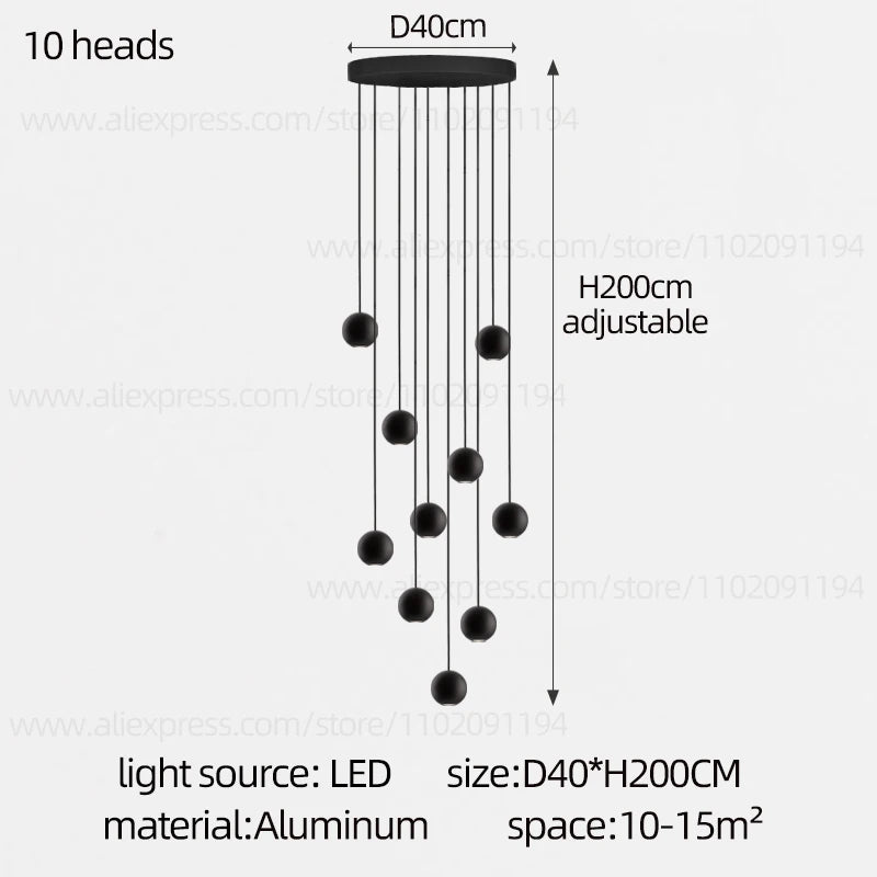 Moderner runder LED-Pendelleuchter – Treppenhausleuchte mit mehreren Leuchten