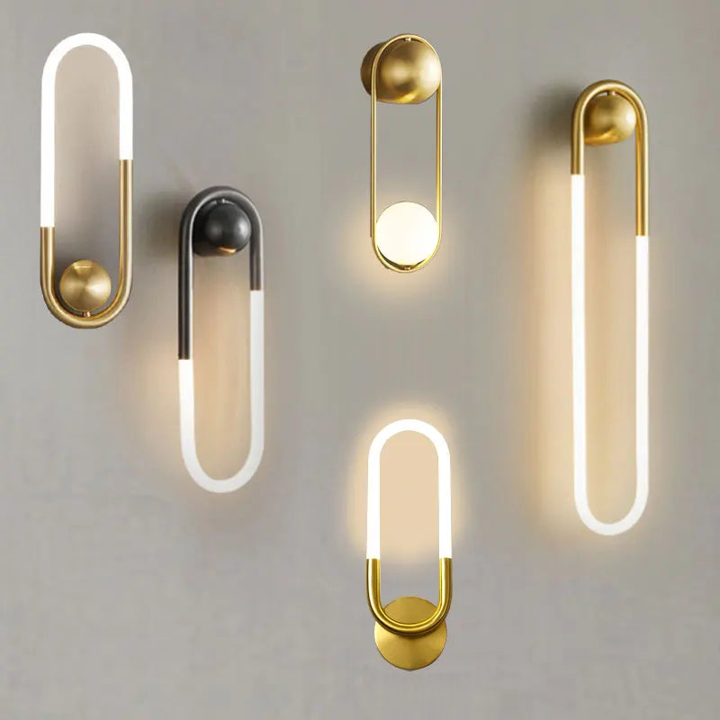U-vormige led-wandlamp – Art-decodesign | Koper of zwart