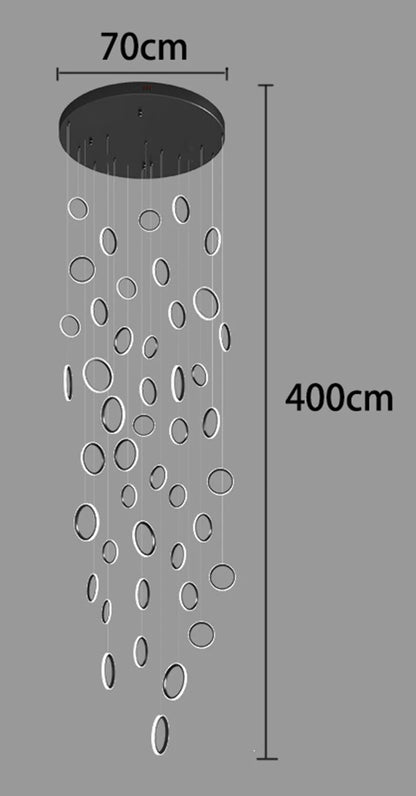 Stairwell Chandelier Crystal Ring - Modern for Staircase & High Ceilings