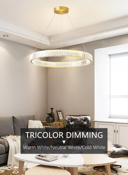 Crystal Chandelier Double Rings 55cm - Pendant Light