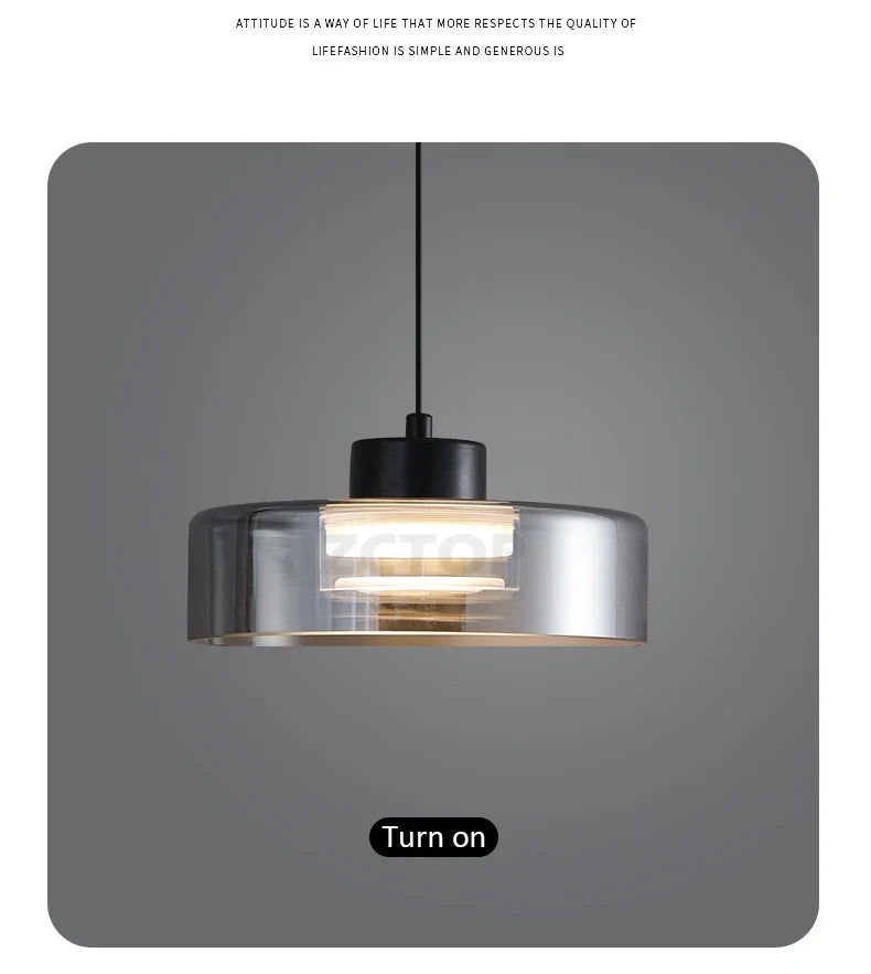 Minimalistische glazen led-hanglamp zwart