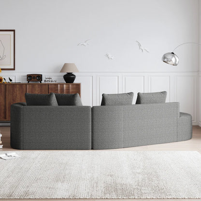 Luxury Dark Gray Chenille Cloud Sofa - 4-Seater Curved Sectional Couch