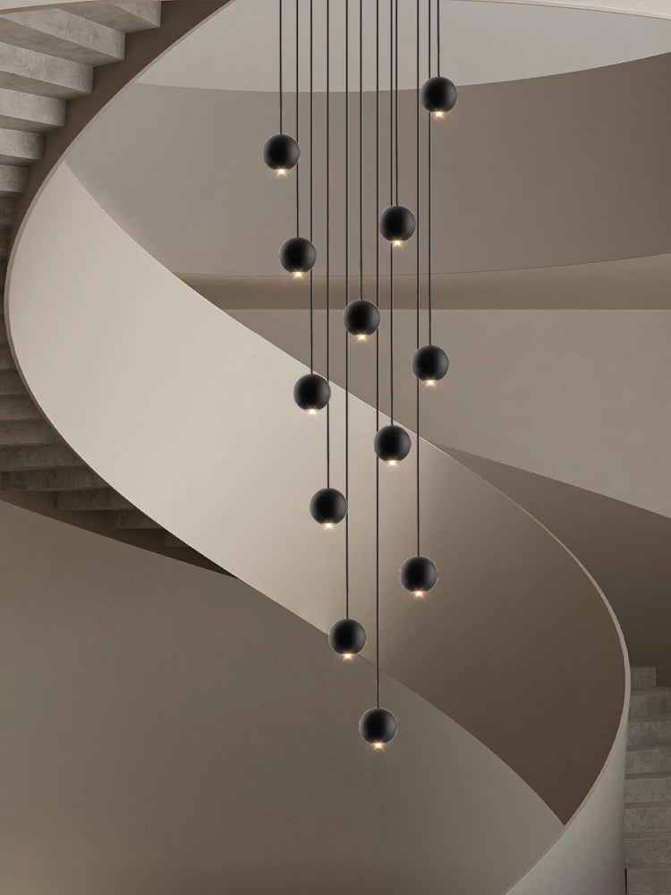 Moderner runder LED-Pendelleuchter – Treppenhausleuchte mit mehreren Leuchten