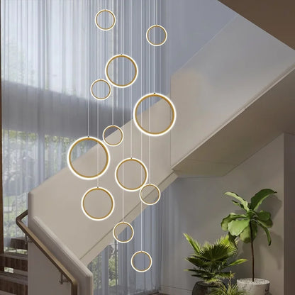Stairwell Chandelier Crystal Ring - Modern for Staircase & High Ceilings