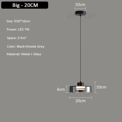 Minimalistische glazen led-hanglamp zwart