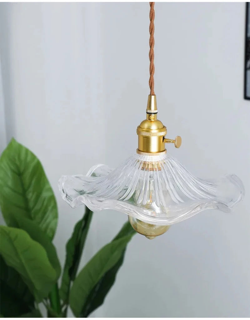 Flower Glass Pendant Lamp - Copper Ceiling Chandelier