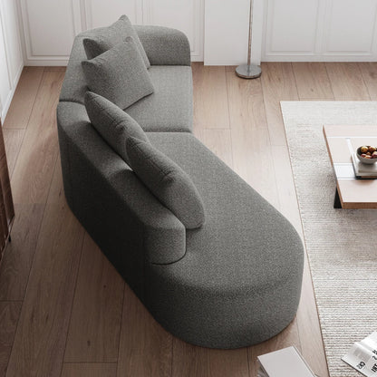 Luxury Dark Gray Chenille Cloud Sofa - 4-Seater Curved Sectional Couch