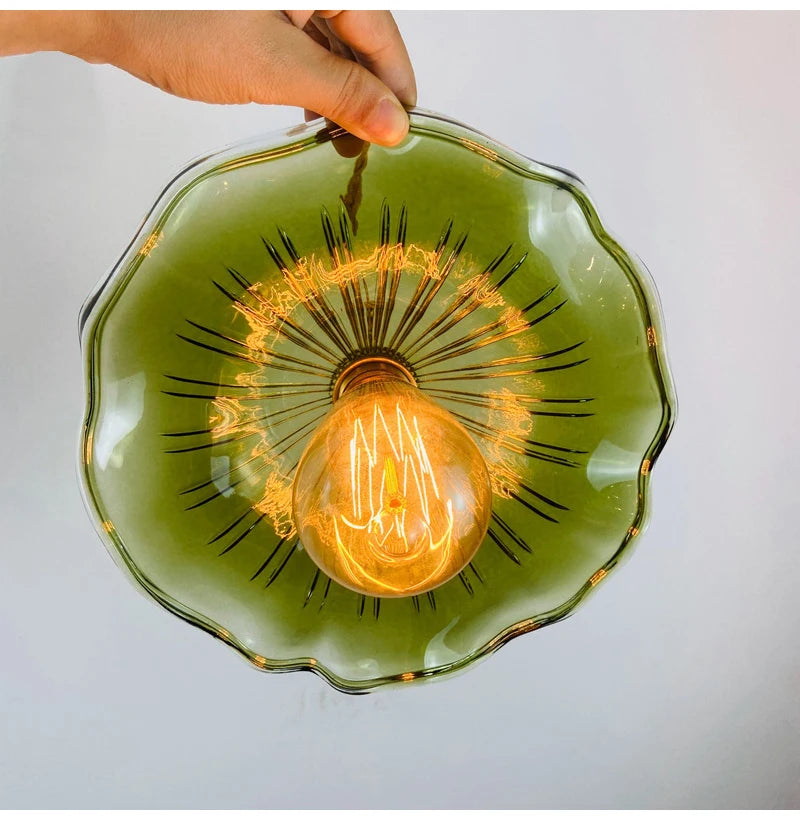 Flower Glass Pendant Lamp - Copper Ceiling Chandelier