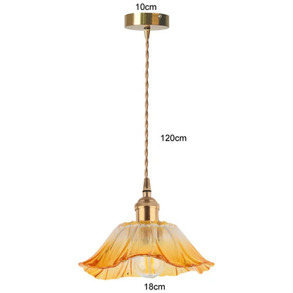 Flower Glass Pendant Lamp - Copper Ceiling Chandelier
