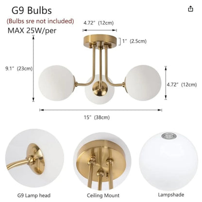 Nordic Glass Ball Ceiling Light - Modern Wrought Iron Flush Mount for Bedroom & Hallway