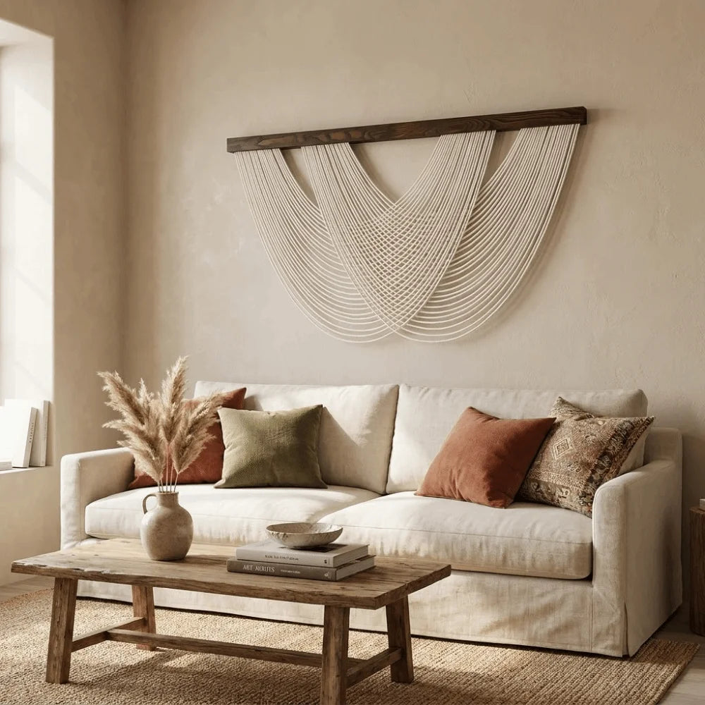 Boho-Wandbehang aus Baumwollseil 100 x 60 cm