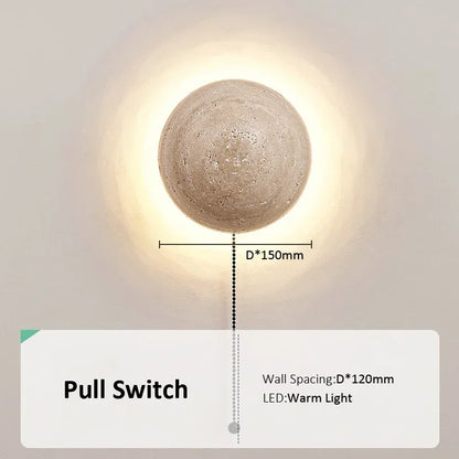 Nordic Limestone Wall Lamp - Natural Stone LED Light for Bedroom & Corridor