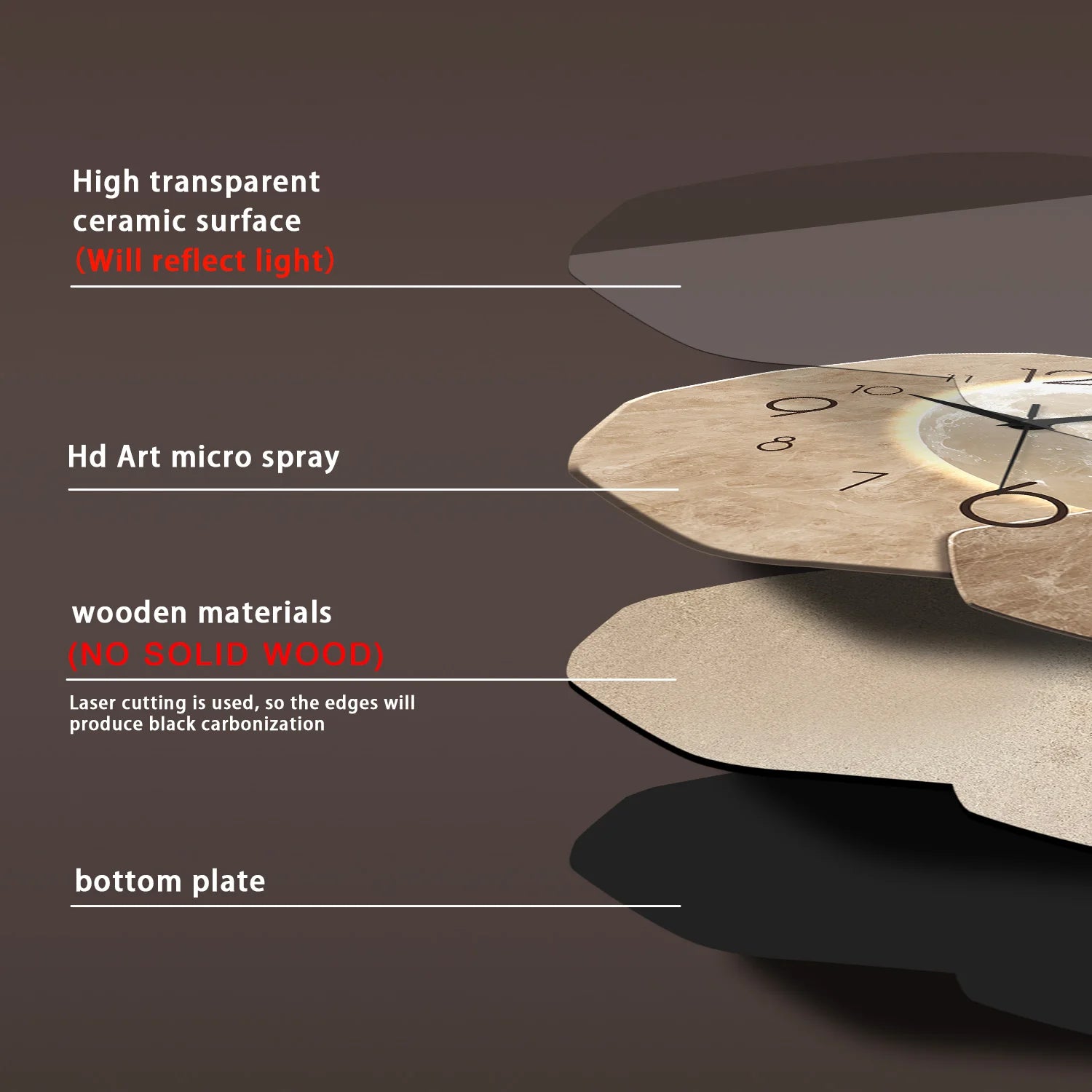 Geräuschlose Wanduhr – Modernes Monddesign mit Holzrahmen