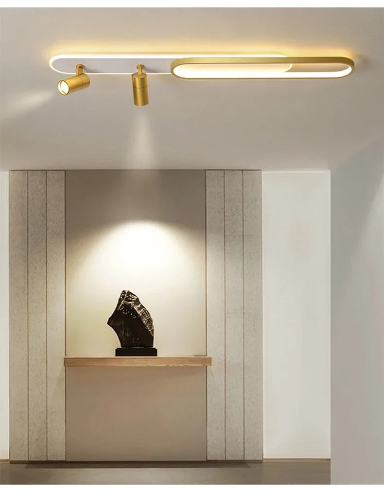 Dimbare led-plafondlamp met spotlight – 60/80/100/120 cm | Zwart, wit of goud