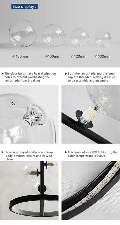 NOSTAGA Glas-Rundpendelleuchte – LED-Kronleuchter