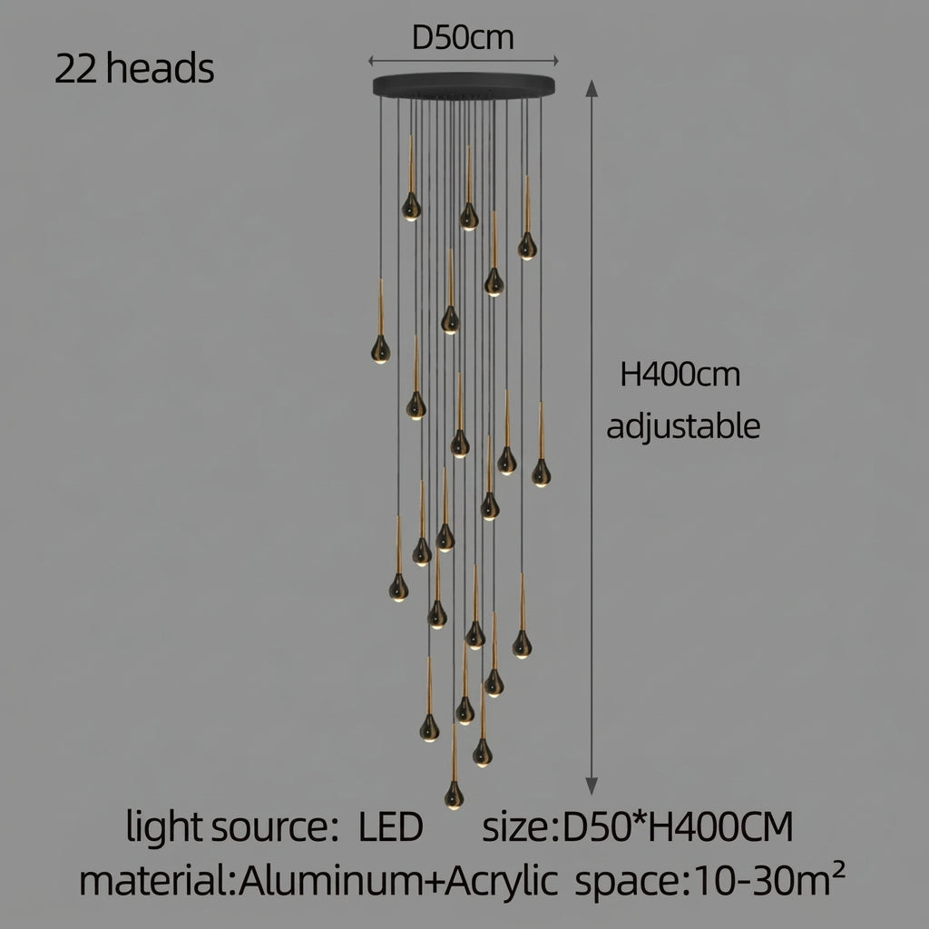 LED-Treppenhaus-Pendelleuchte – Schwarz und Gold