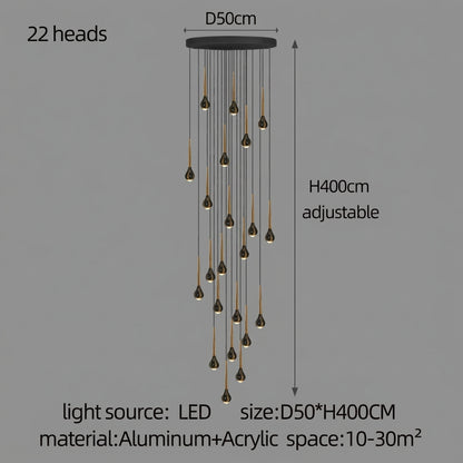 LED-Treppenhaus-Pendelleuchte – Schwarz und Gold