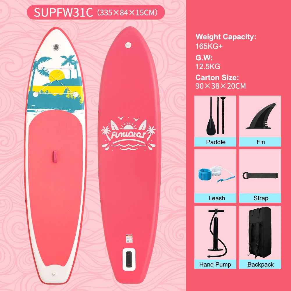 Inflatable SUP board with premium accessories and carrying strap