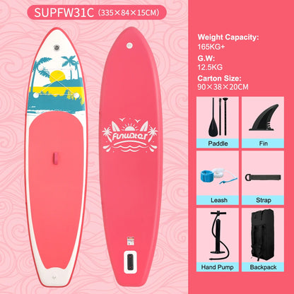 Inflatable SUP board with premium accessories and carrying strap