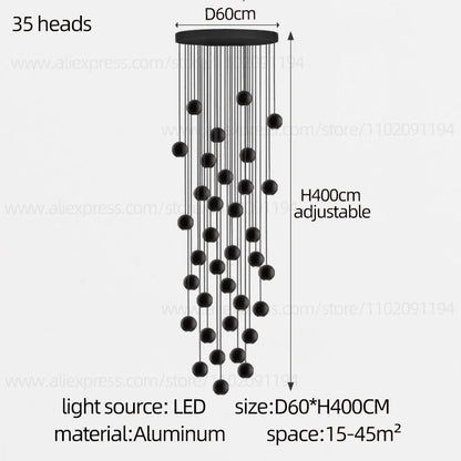 Moderner runder LED-Pendelleuchter – Treppenhausleuchte mit mehreren Leuchten